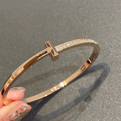 T Bangle Diamond Cut Bracelet