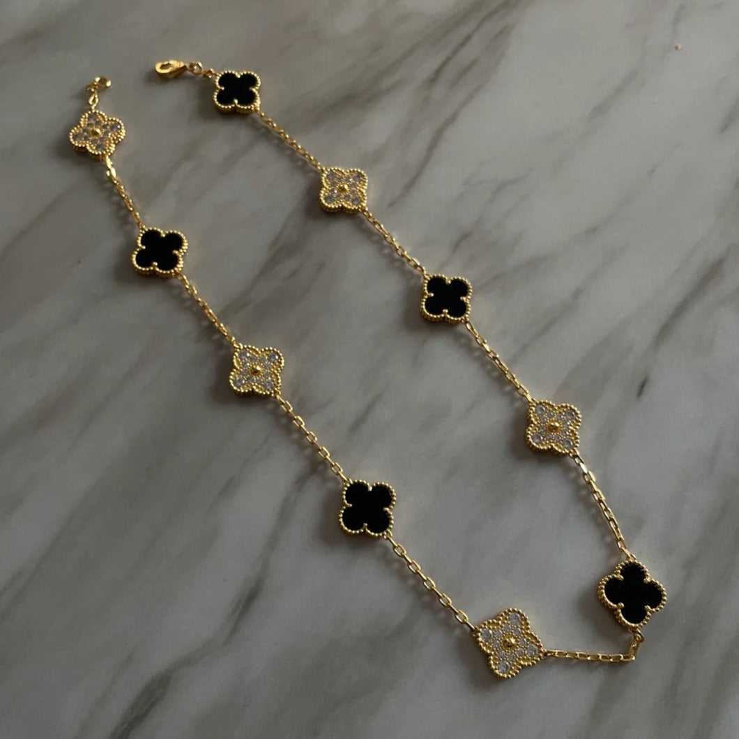 Black & Gold Clover w/ Diamond Cut