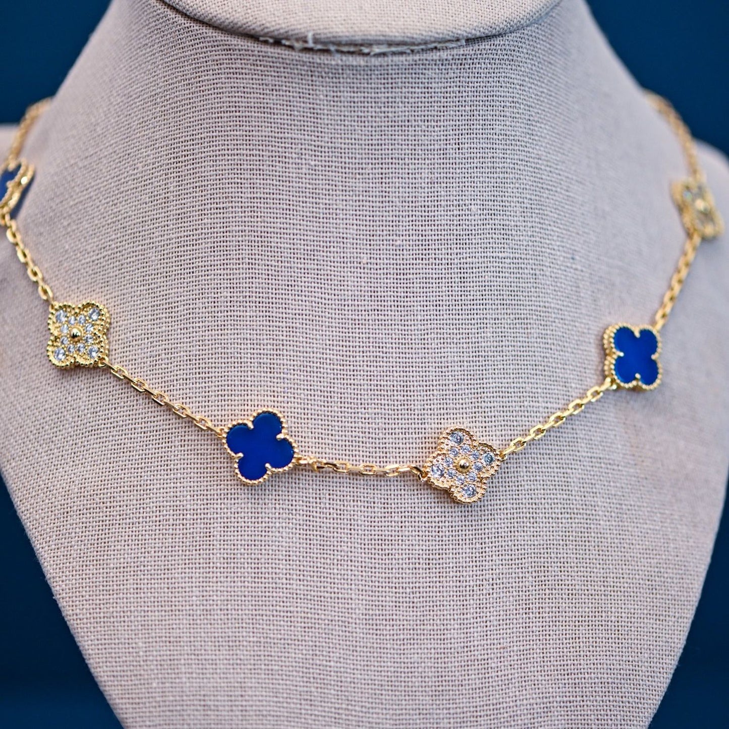 Navy Blue Clover w/ Diamond Cut