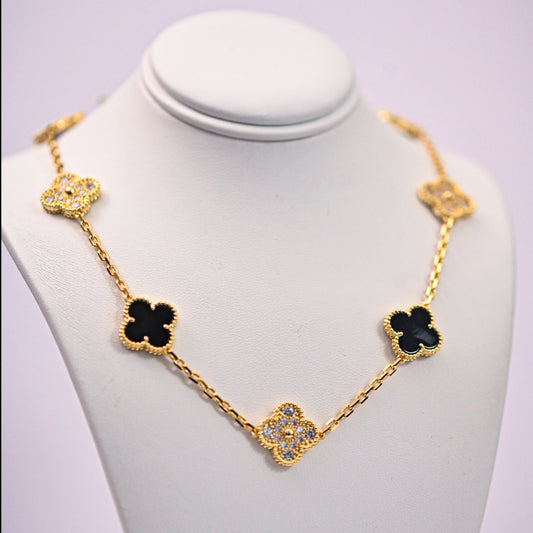 Black & Gold Clover w/ Diamond Cut