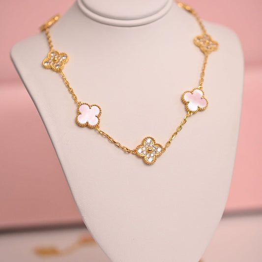 10 Motif Pink Clover w/ Stones