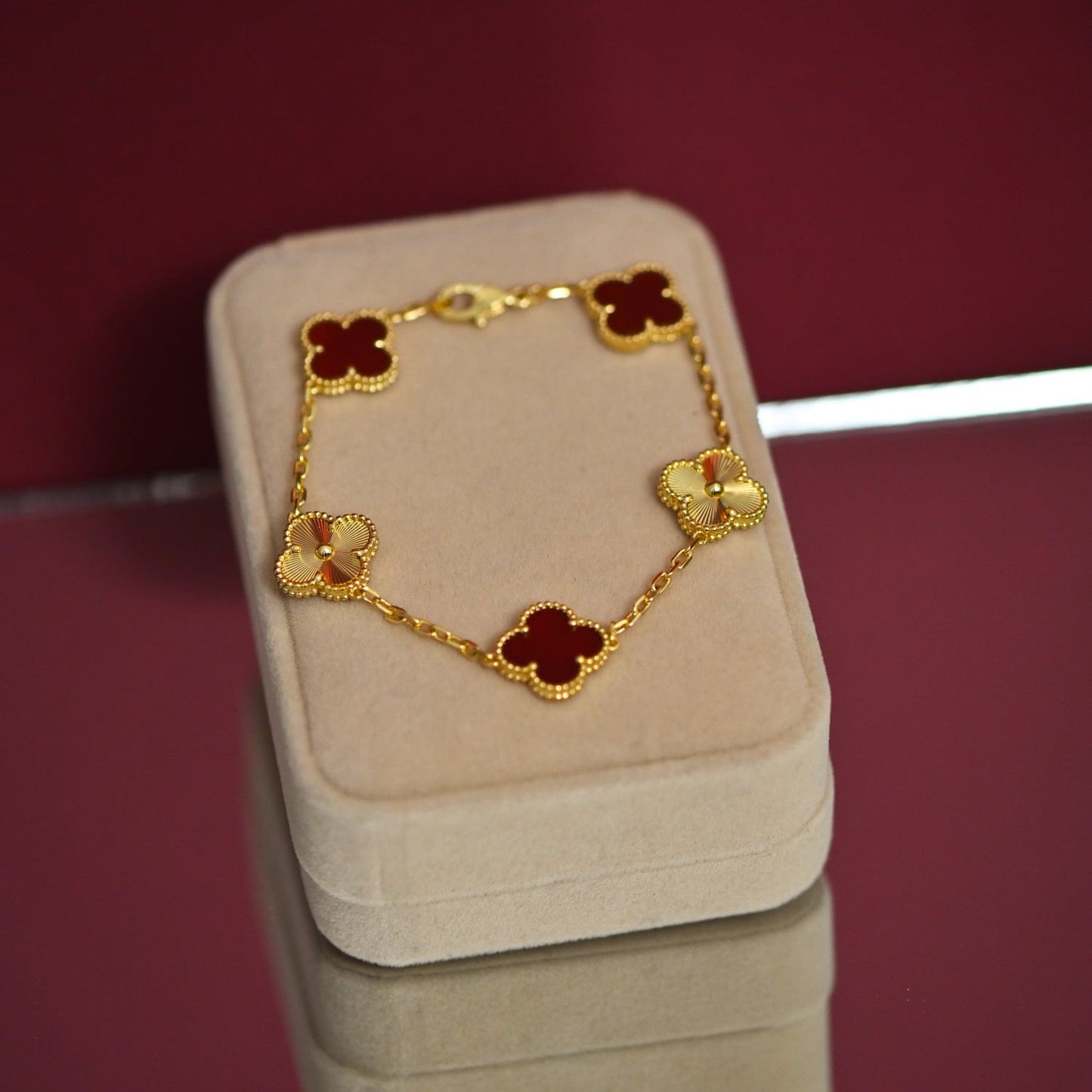 Red & Gold Clover Bracelet