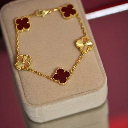 Red & Gold Clover Bracelet