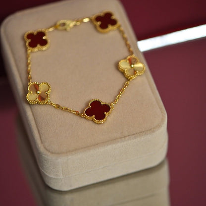 Red & Gold Clover Bracelet