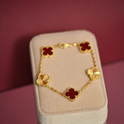 Red & Gold Clover Bracelet