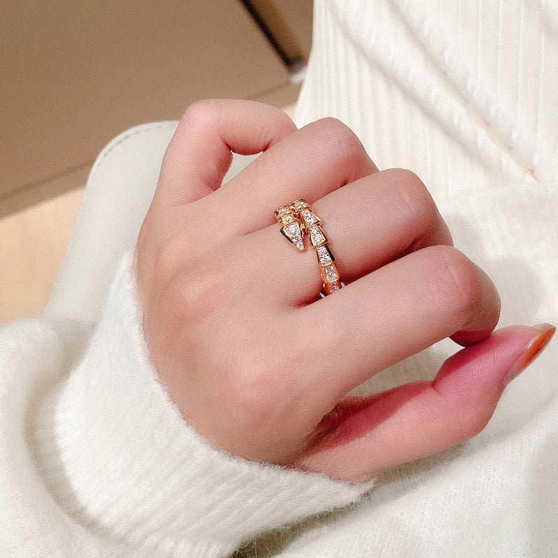 Serpenti Gold Ring w/ Diamonds