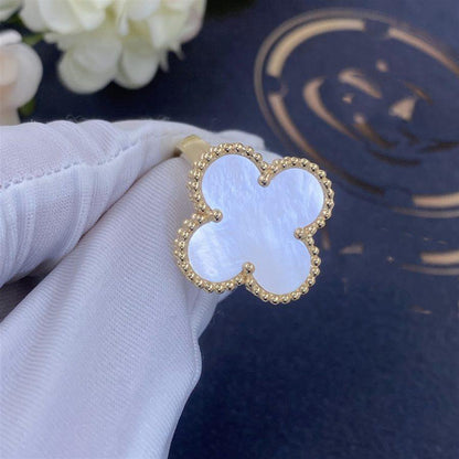 Clover White Mop Ring