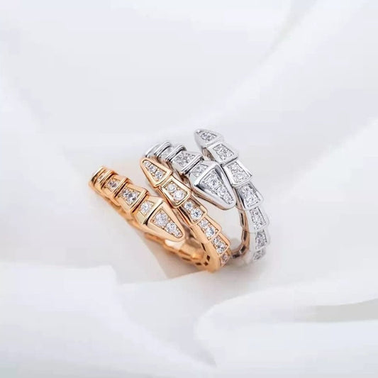 Thin Snake Ring Diamond Cut