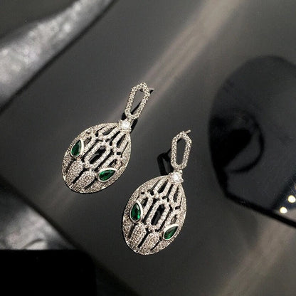 Snake Head Earrings w/ Stones