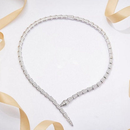 Minimalist Snake Necklace Diamond Cut